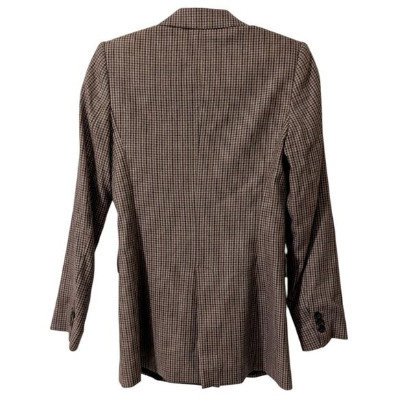 Massimo Dutti Women's 2 Houndstooth Checkered Wool Blend Double Breasted Blazer - Picture 2 of 9